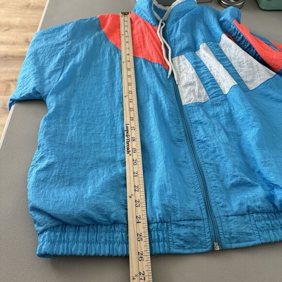 Vintage Blair 90s Windbreaker Jacket M Blue Orange Neon Full Zip Gorpcore 80s - Picture 11 of 12